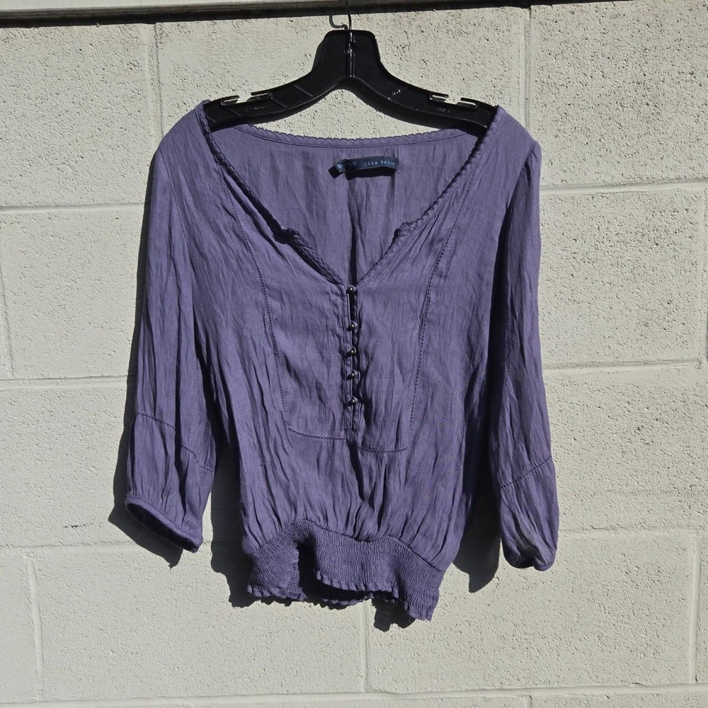 Blue Peasant Blouse
